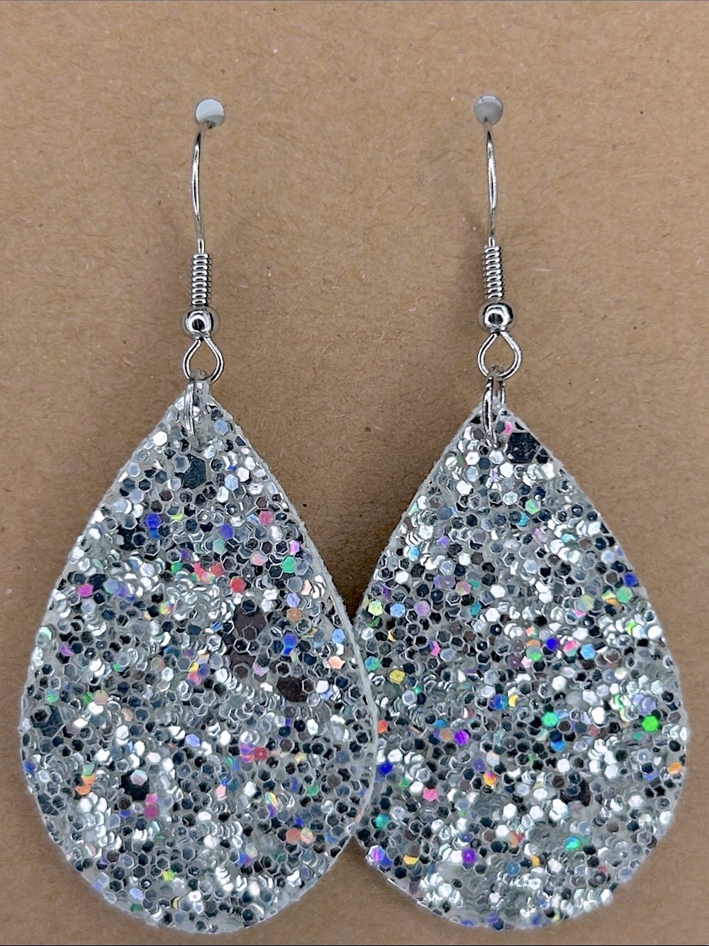 Silver Glitter Mini Teardrop Dangle Earrings - Women Fashion Jewelry
